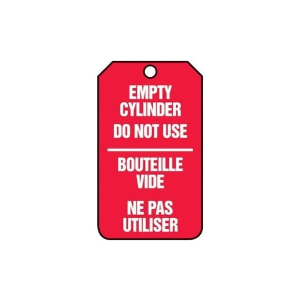 Accuform French Bilingual Safety Tags, EMPTY CYLINDER DO NOT USE, 5.75in x 3.25in, PF-Cardstock, 25PK FBMGT202CTP - main